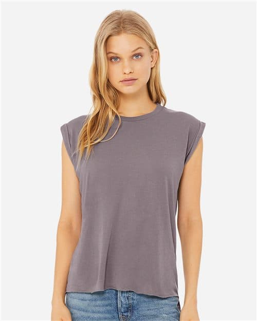 Women’s Flowy Rolled Cuffs Muscle Tee